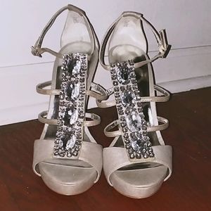 MICHAEL Silver Jeweled Heels